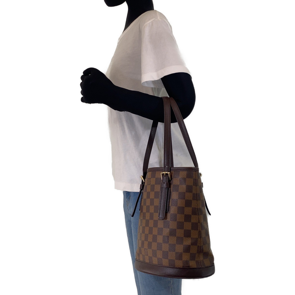 LOUIS VUITTON ルイヴィトン ダミエ マレ バケット ブラウン PVC