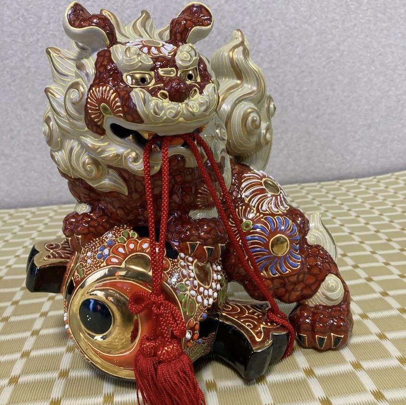 九谷焼 獅子 狛犬 7.5号小槌獅子・盛 魔除け 開運 縁起物 長寿 www