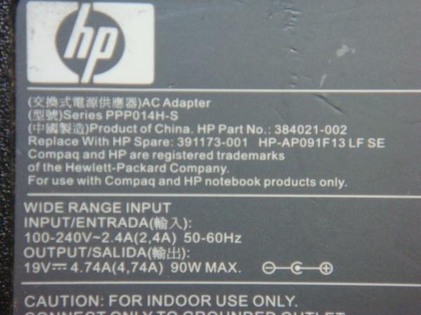 HP AC adaptor 19V~4.74A PPP014H-S EliteBook 2740p/FF009AA/FF009AAR/FH490PA/FH491PA Probook 7620s 6550b 4730s 4740s/CT 7.4mm/5.0mm