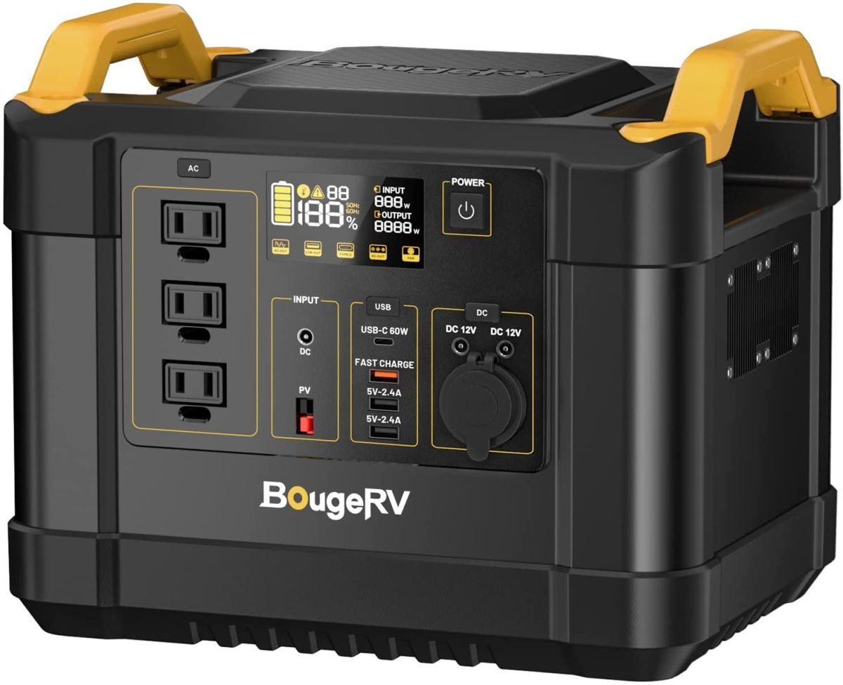 BougeRV ポータブル電源 ぽーたぶる電源 大容量 1100Wh 電源 家庭用 アウトドア用 AC1200W (瞬間最大2000W) DC/USB/Type-C出力