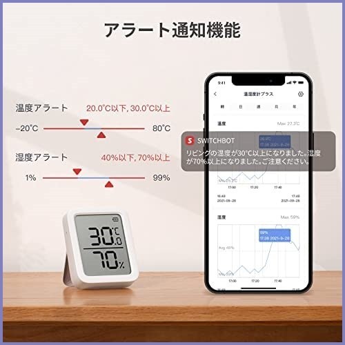 SwitchBot 温湿度計プラス Alexa 温度計 湿度計 - スマホで温度湿度管理 スイッチボット デジタル 高精度_画像4