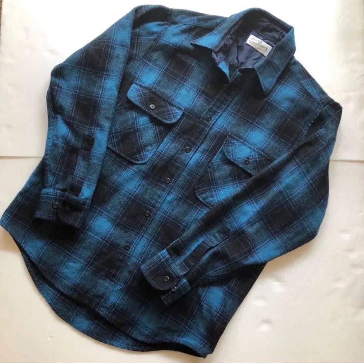 希少シアーズSears Roebuck Flannel オンブレ ネルシャツ M