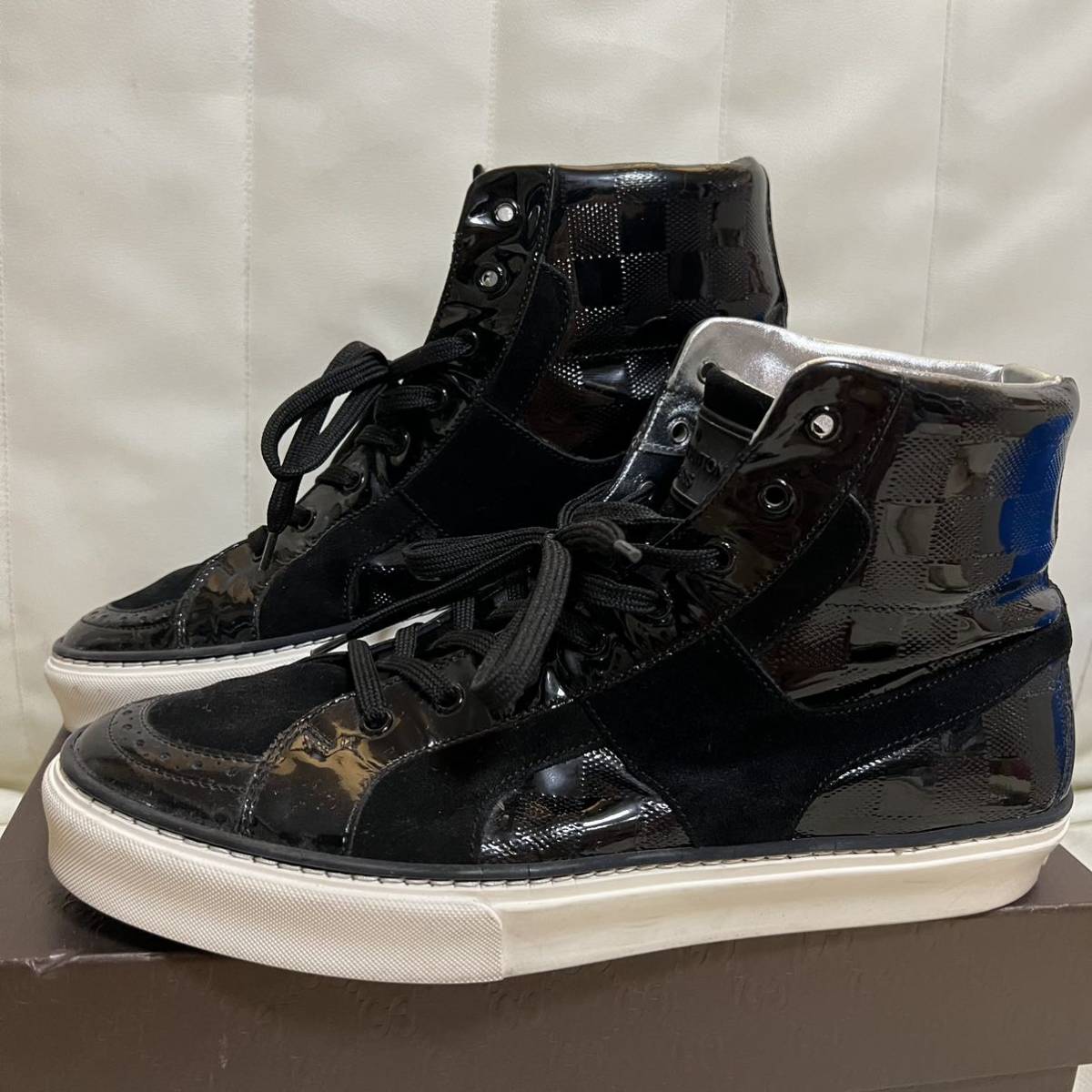 LOUIS VUITTON ハイカット ダミエ柄 スニーカー ブラック 7ハーフ