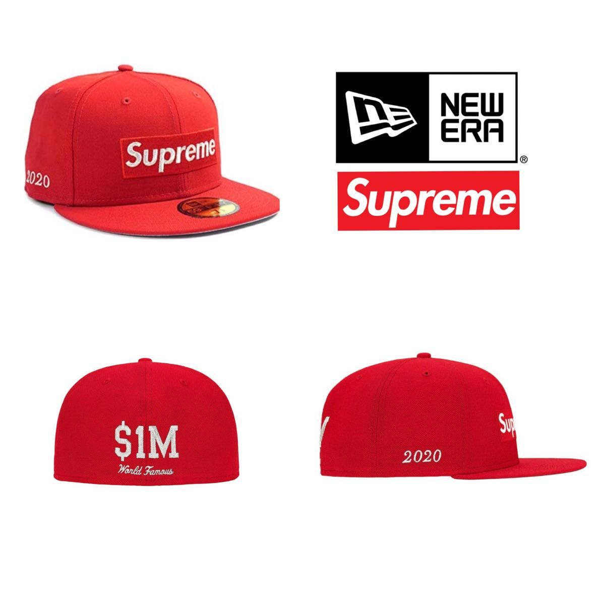 新品 未使用 3/4 Supreme NEW ERA $1M Metallic Box Logo 7 3/4 日本未発売 サイズ