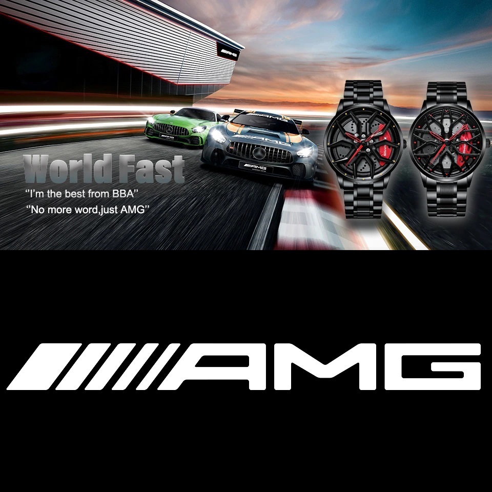 国内発送 AMG メルセデスベンツ Mercedes Benz ホイール リム ハブ キャリパー クォーツ 腕時計 ステンレス スチール 防水 E300 ap_画像10