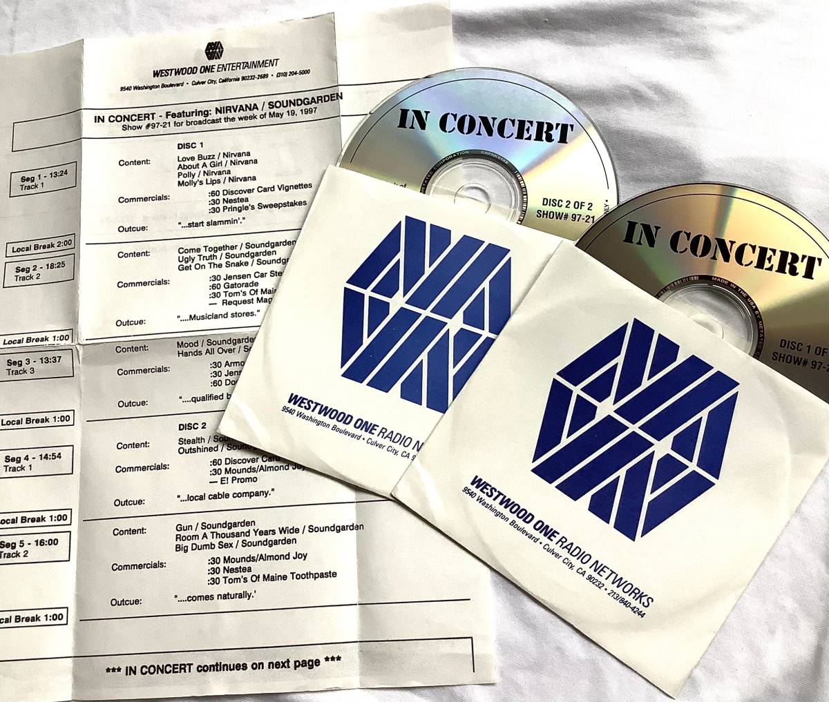 CD 2 Discs Rare Live Edition Not for Sale Nirvana / Soundgarden Westwood One In Concert Peel Sessions Nirvana 1997 Трудно достать НЕ ДЛЯ ПРОДАЖИ