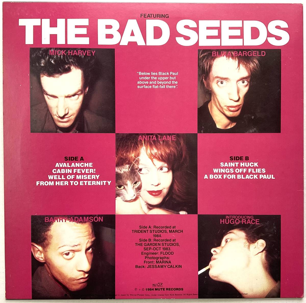 激レア 日本盤 1984 Nick Cave Featuring The Bad Seeds From Her To Eternity Mute P13040 Blixa Bargeld Made in JAPAN 美盤 w/Innerの画像3