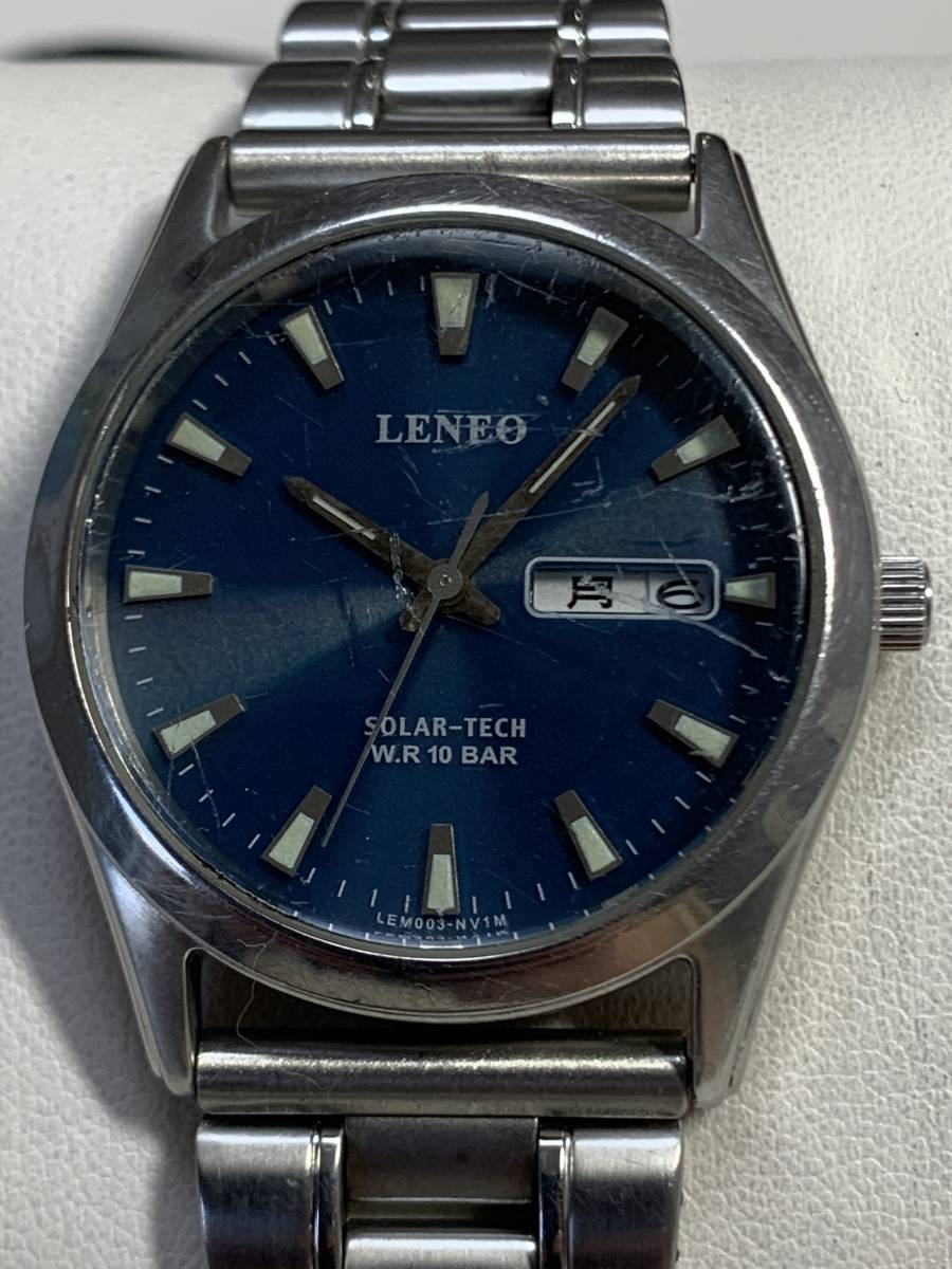 A215 腕時計　LENEO LEM003 SOLAR-TECH/ソーラー　W.R.10BAR 稼動品　フェイス直径約3.4㎝_画像1