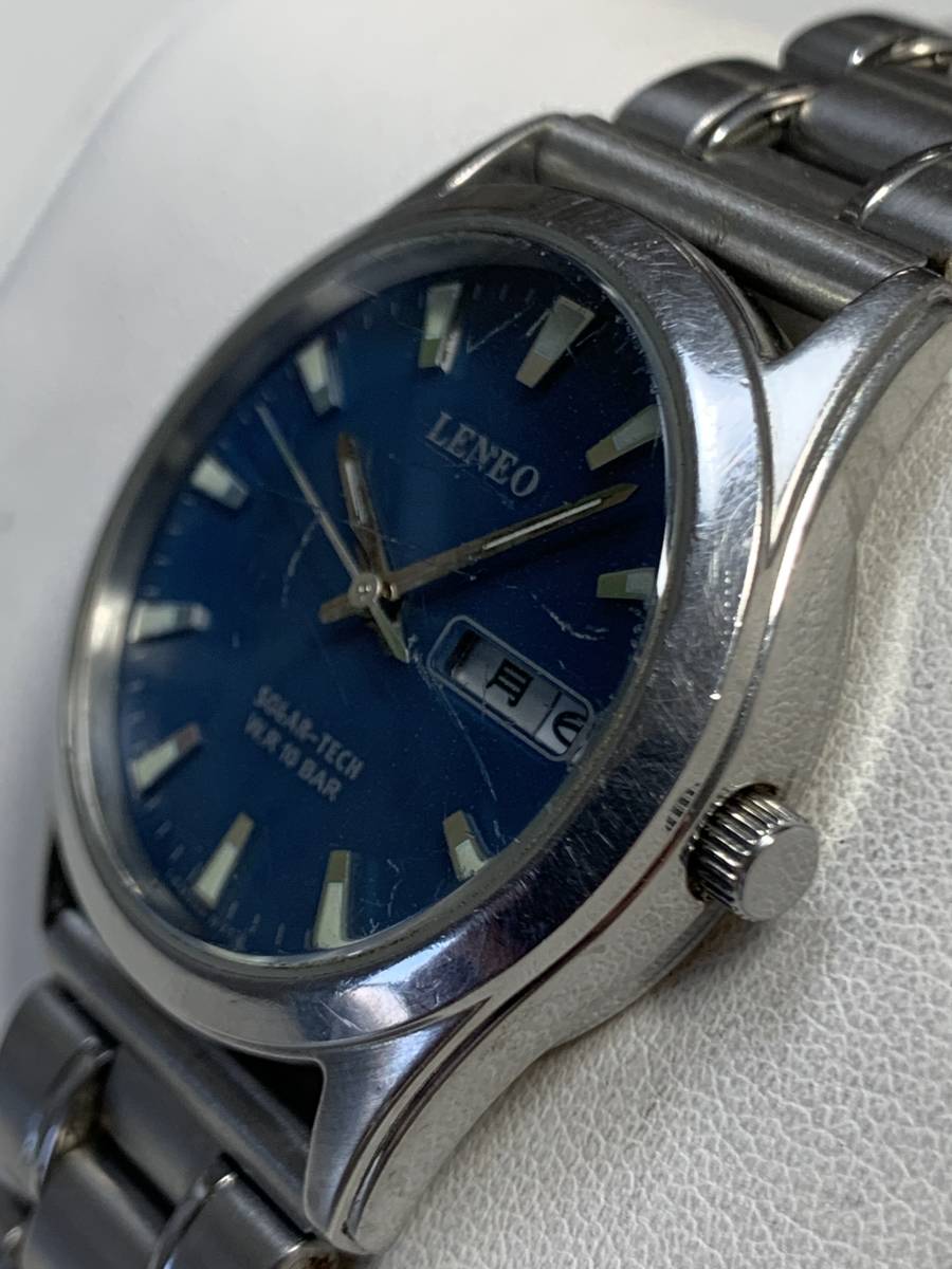 A215 腕時計　LENEO LEM003 SOLAR-TECH/ソーラー　W.R.10BAR 稼動品　フェイス直径約3.4㎝_画像2