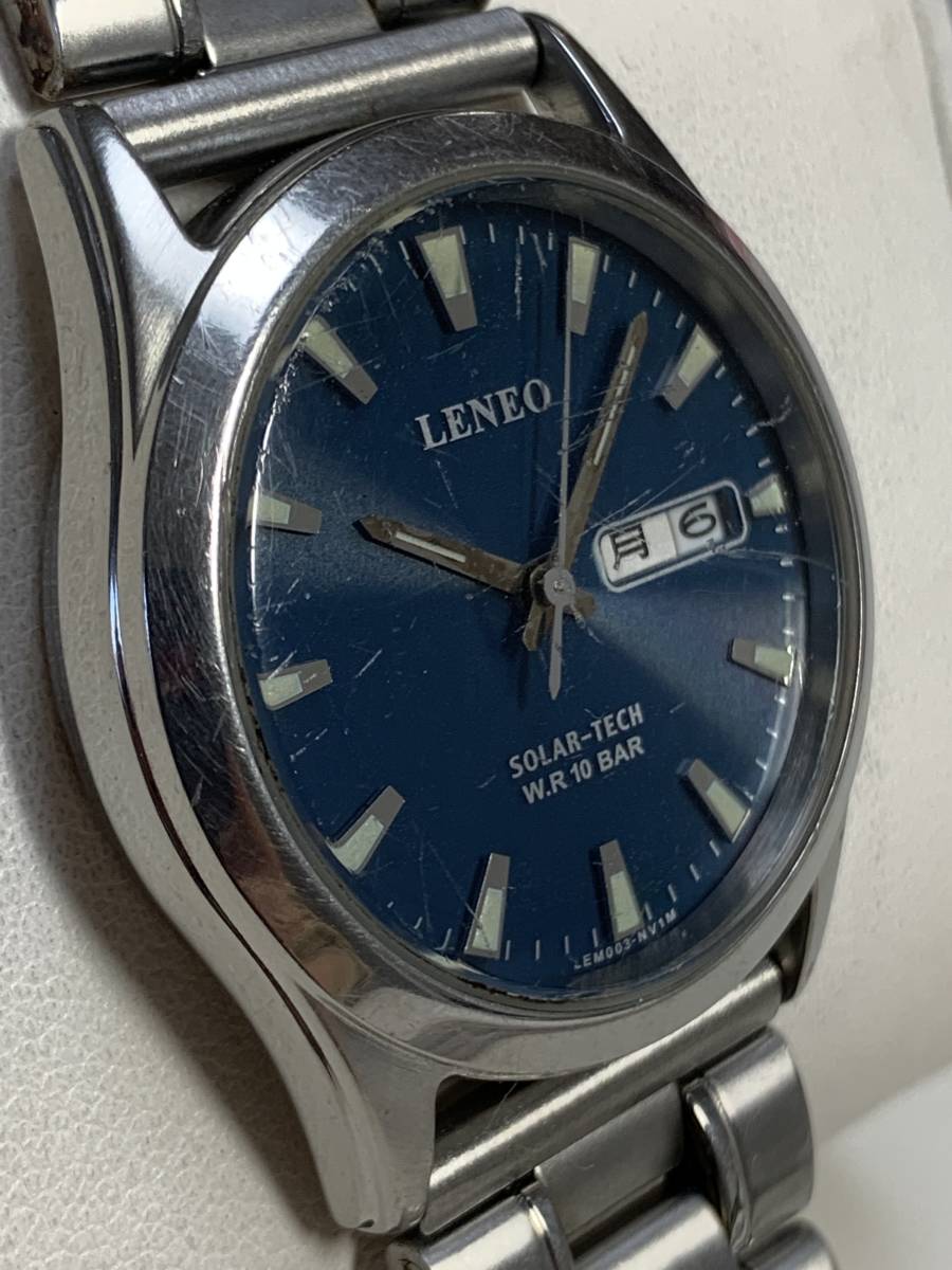 A215 腕時計　LENEO LEM003 SOLAR-TECH/ソーラー　W.R.10BAR 稼動品　フェイス直径約3.4㎝_画像3