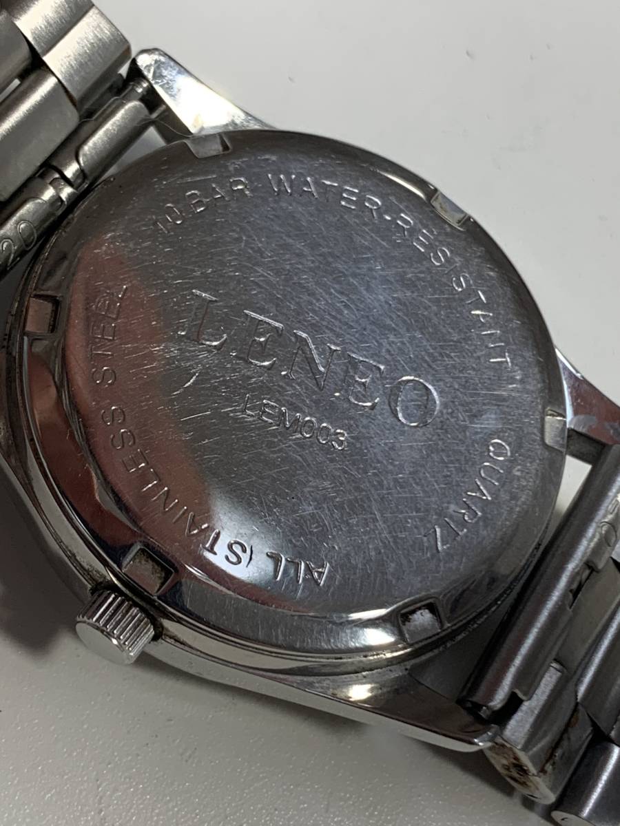 A215 腕時計　LENEO LEM003 SOLAR-TECH/ソーラー　W.R.10BAR 稼動品　フェイス直径約3.4㎝_画像4
