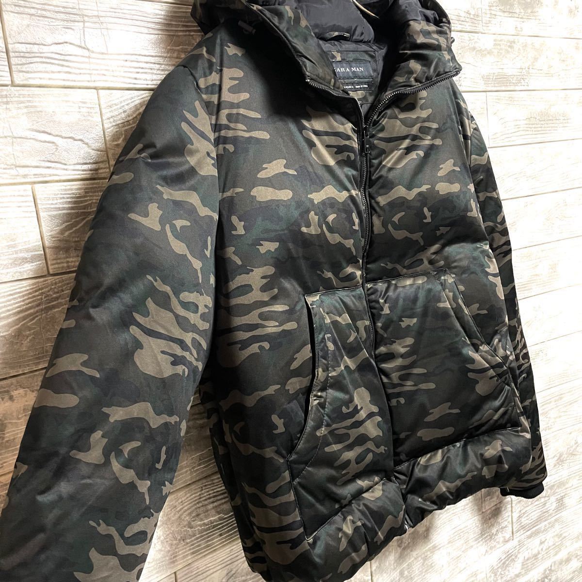 ZARA MAN】ザラ 迷彩柄 ボリューム グレーダックダウン ZARA MAN】ザラ 迷彩柄 ボリューム グレーダックダウン