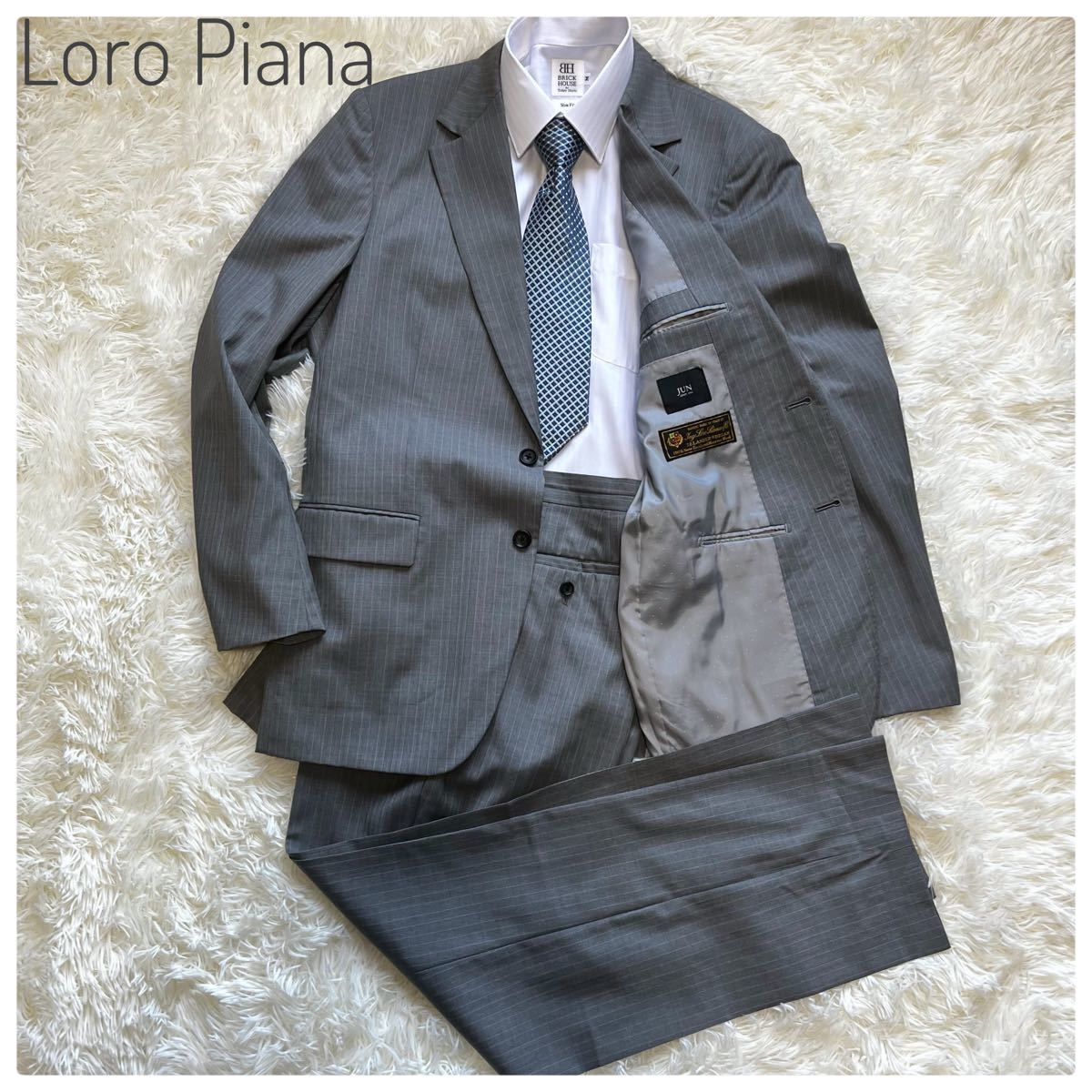 Loro Piana ロロピアーナ スーツ セットアップ ストライプ グレー M 
