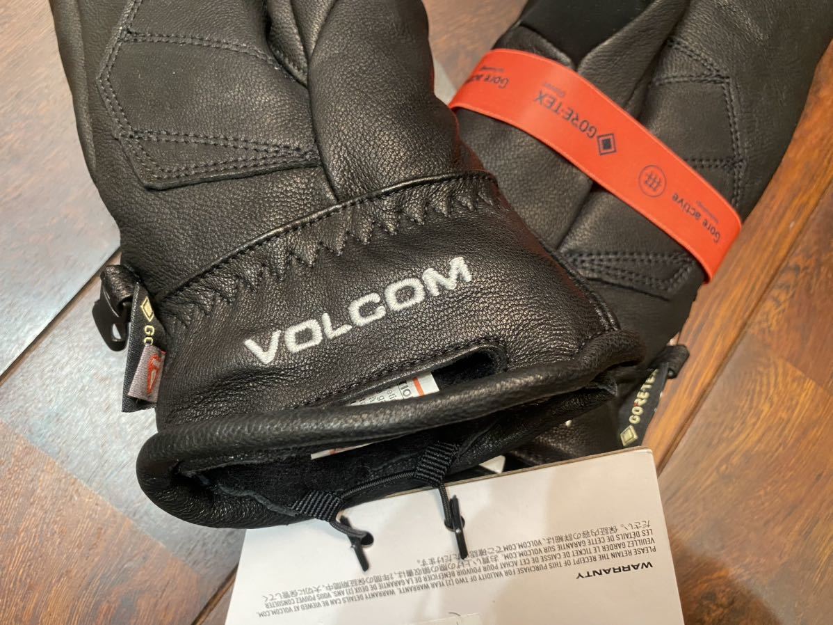 ★ ボルコム VOLCOM ミトン GORE-TEX レザースノーグローブ sizeM 新品未使タグ付 黒 LEATHER スノーボード 本革 Mitten ゴアテックス 手袋