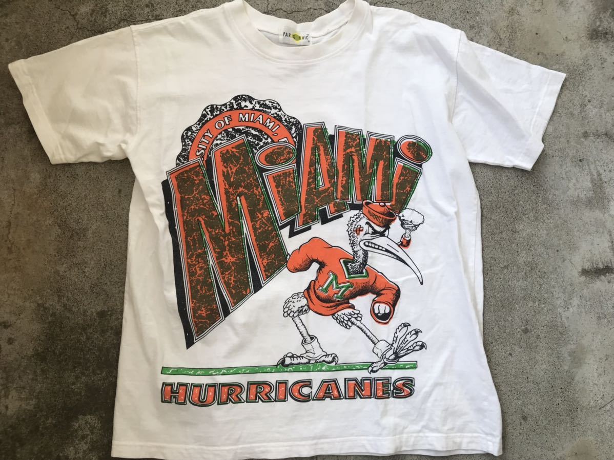 Miami Hurricanes アメリカ古着　アメリカン　フットボール　アメフトTシャツ　古着　マイアミ　スポーツTシャツ　90s 80s ビンテージ_画像1