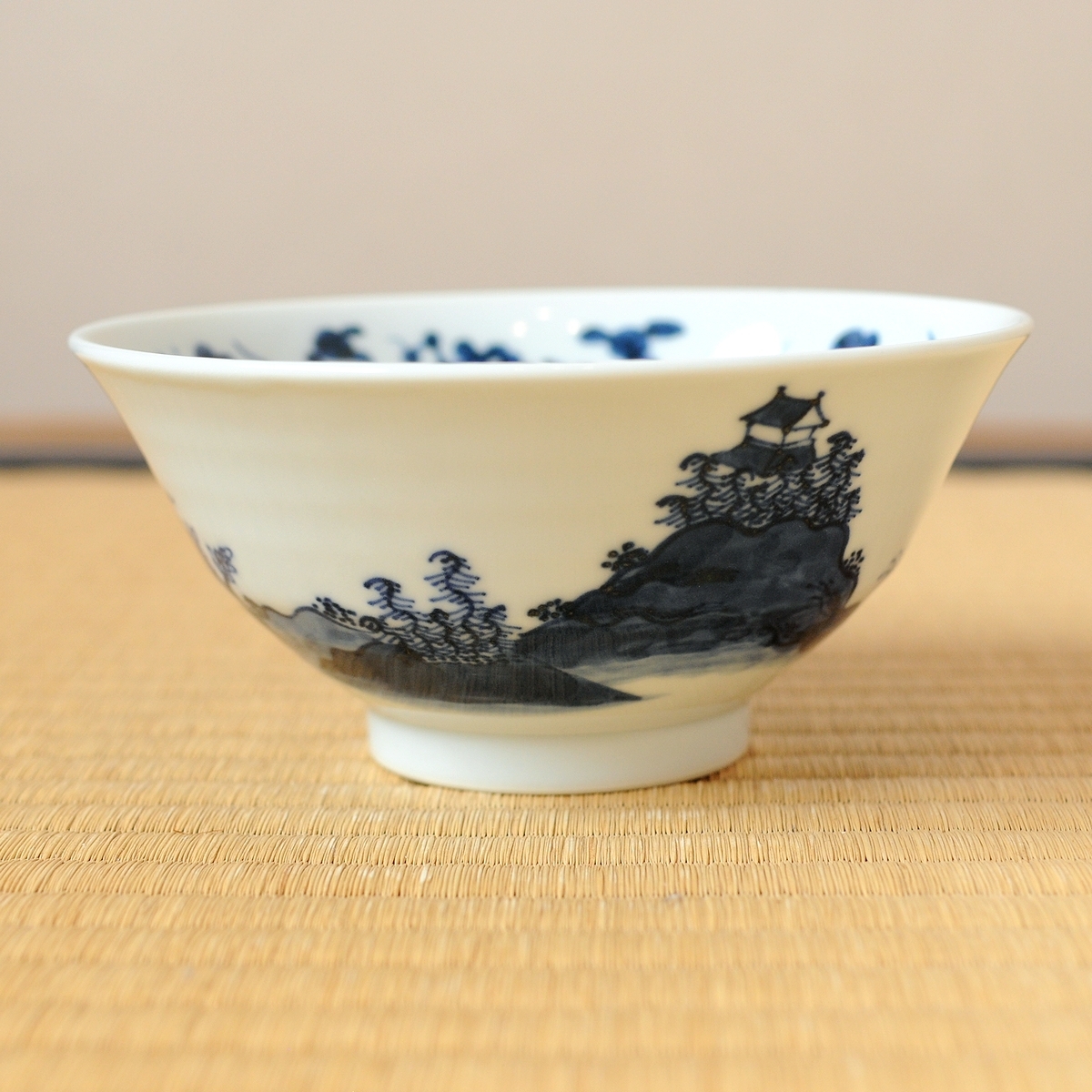 五代 三浦竹泉 染付 山水絵 茶碗 ( 5代 五世 ) | transparencia