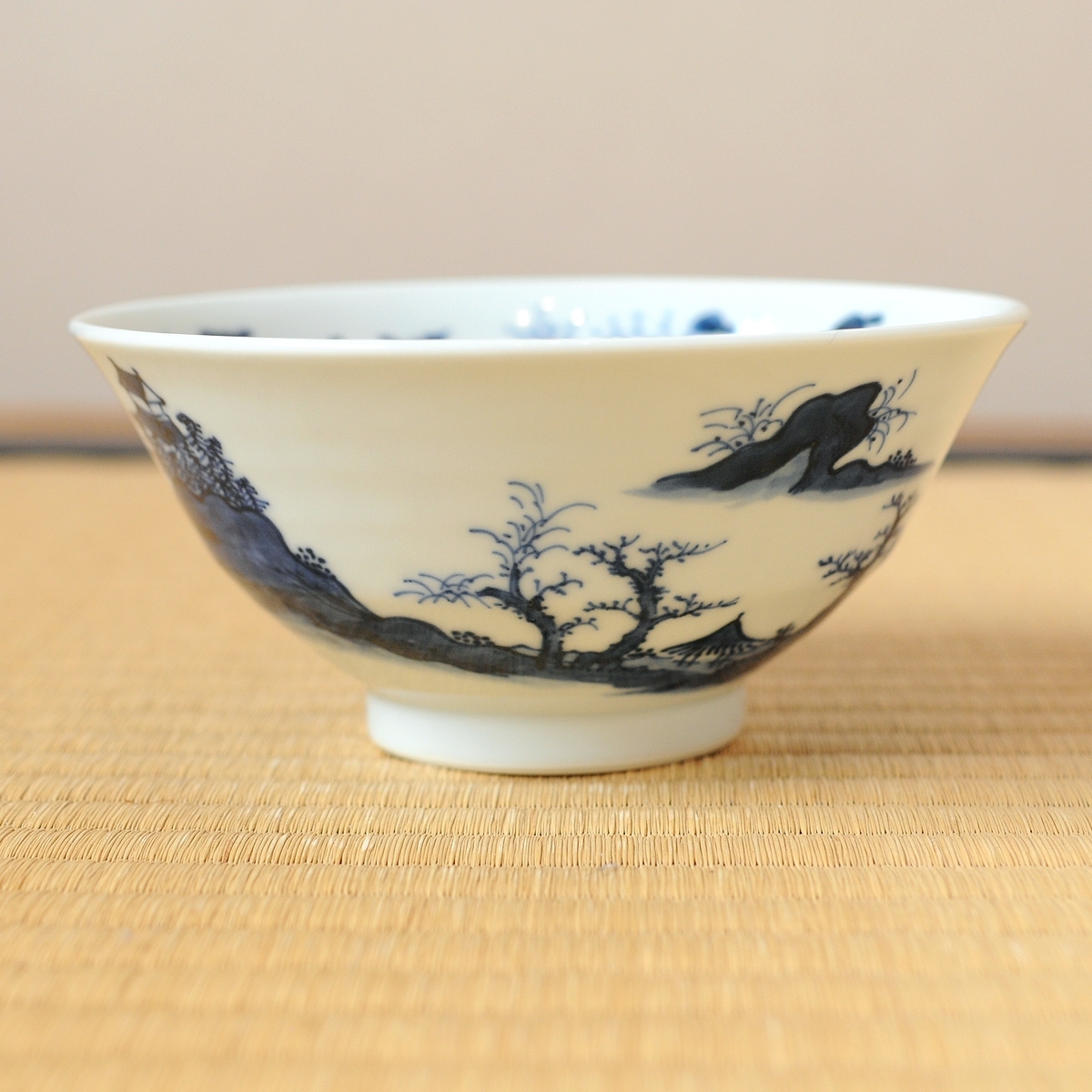 五代 三浦竹泉 染付 山水絵 茶碗 ( 5代 五世 ) | transparencia