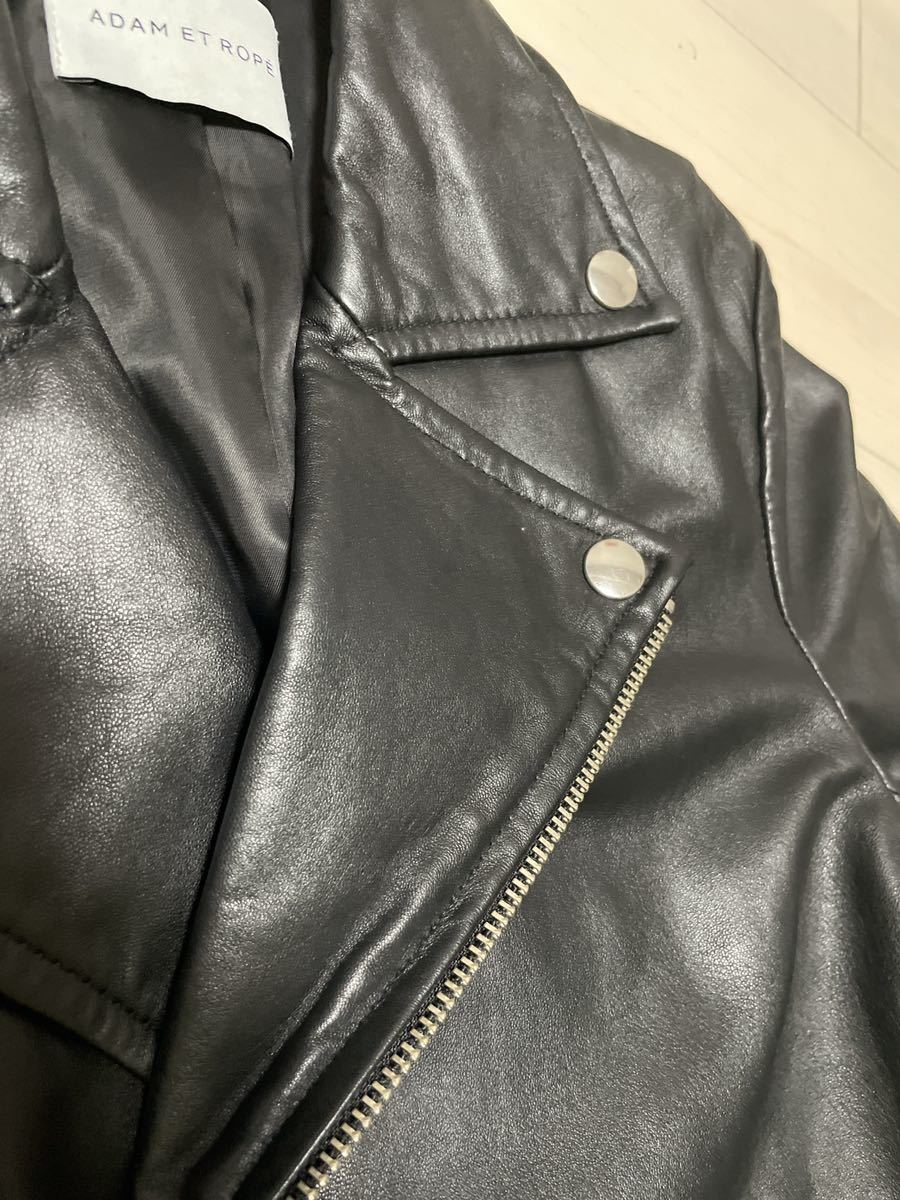 定価¥37.400 アダムエロペ レザーダブルZIPライダースブルゾン 38 黒