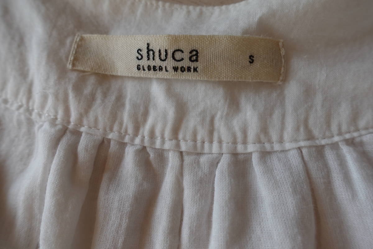 送料無料★美品【shuca global work】Sノースリーブコットンチュニックカットソー★M白裾レース上質春夏インナータンク通勤通学旅行デート_画像4