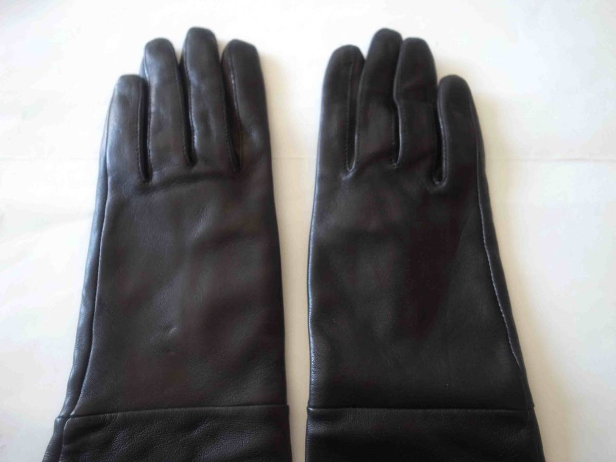 * unused Untitled 20. long glove black black length gloves original leather lining attaching UNTITLED lady's ***