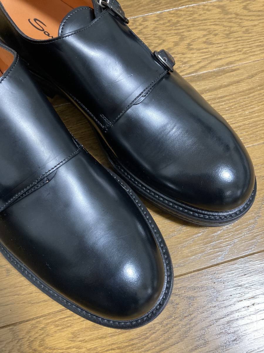 未使用☆[Santoni] 18AW ダブルモンクストラップ レザーシューズ 革靴 11 ブラック イタリア製 サントーニ_画像5