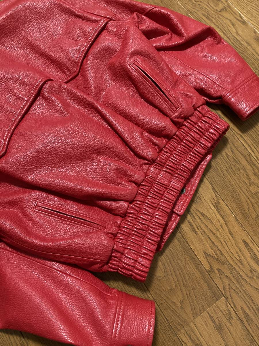  прекрасный товар *[PAIR SLOPE] Single Rider's Biker кожаный жакет солнечный состояние с хлопком подкладка есть натуральная кожа красный красный пара slope 