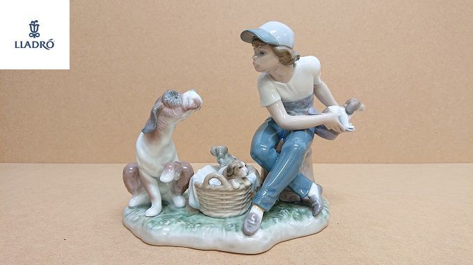 N-2 LLADRO リヤドロ 5376 この子はぼくの 男の子 犬 フィギュリン