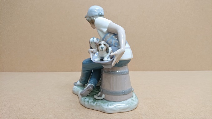 N-2 LLADRO リヤドロ 5376 この子はぼくの 男の子 犬 フィギュリン