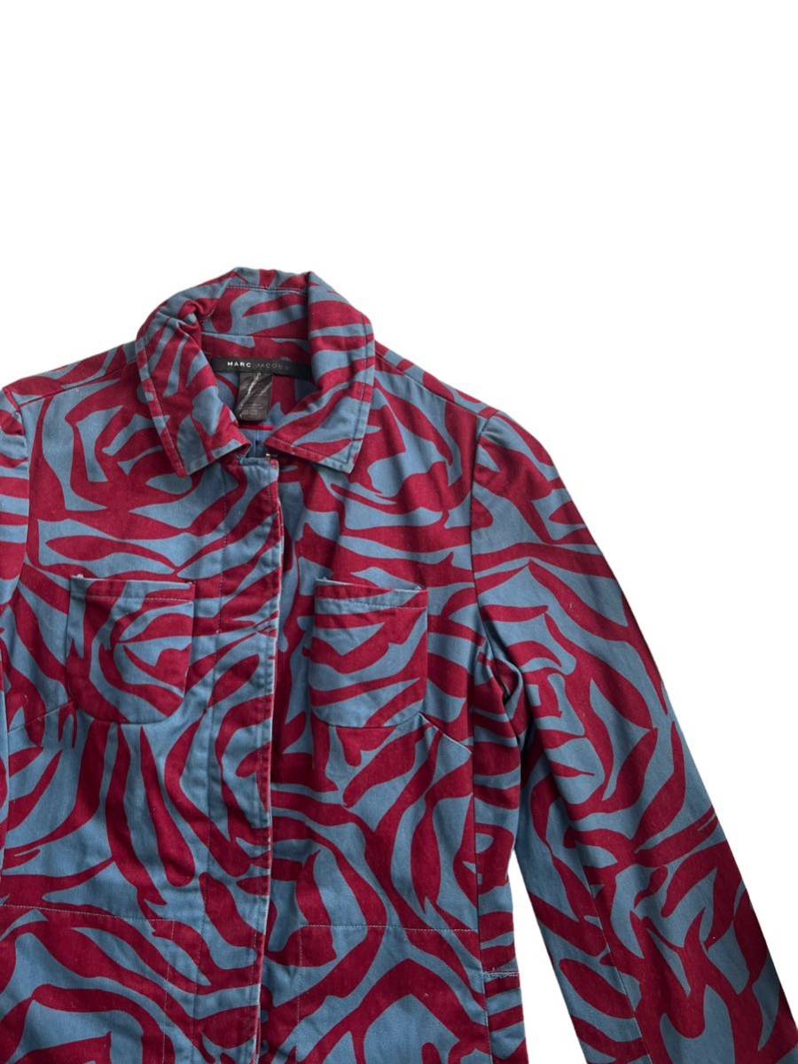 [2000s]Marc Jacobs Mark * Jacob s total pattern coat old clothes Vintage designer's Zebra turn-down collar 