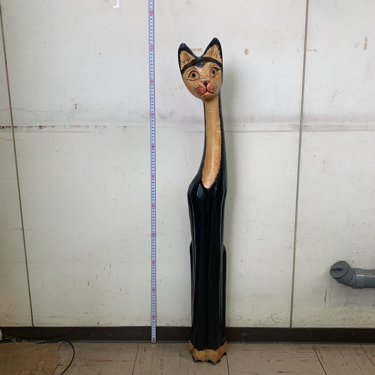 木彫猫　置物　大型置物猫　インテリア 高さ約100cm_画像5