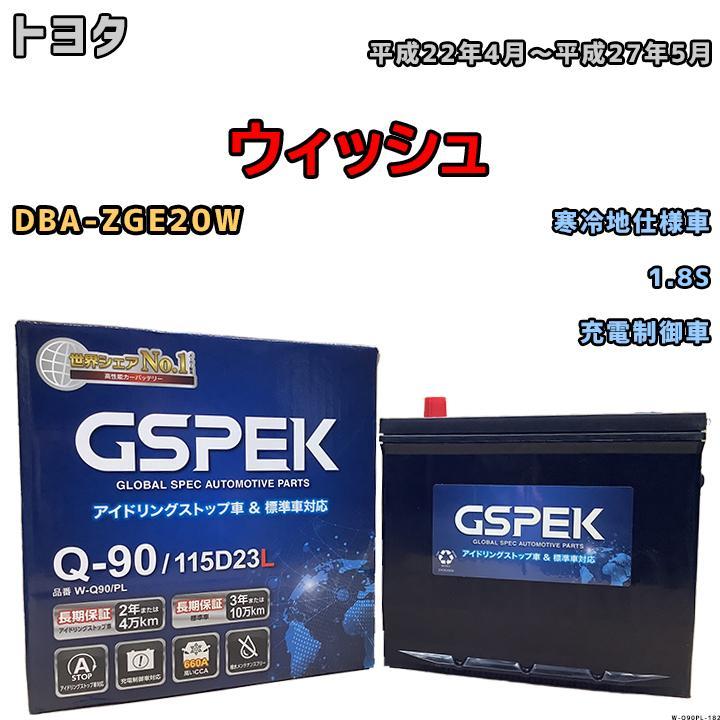 バッテリー デルコア GSPEK トヨタ ウィッシュ DBA-ZGE20W 1.8S Q-90