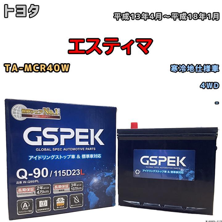 バッテリー デルコア GSPEK トヨタ エスティマ TA-MCR40W 4WD Q-90