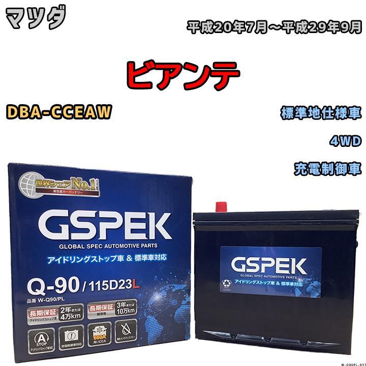 バッテリー デルコア GSPEK マツダ ビアンテ DBA-CCEAW 4WD Q-90