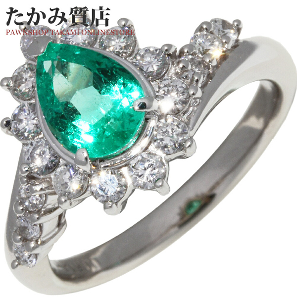 無地・新色登場! エメラルド リング プラチナ900 エメラルド 0.52ct