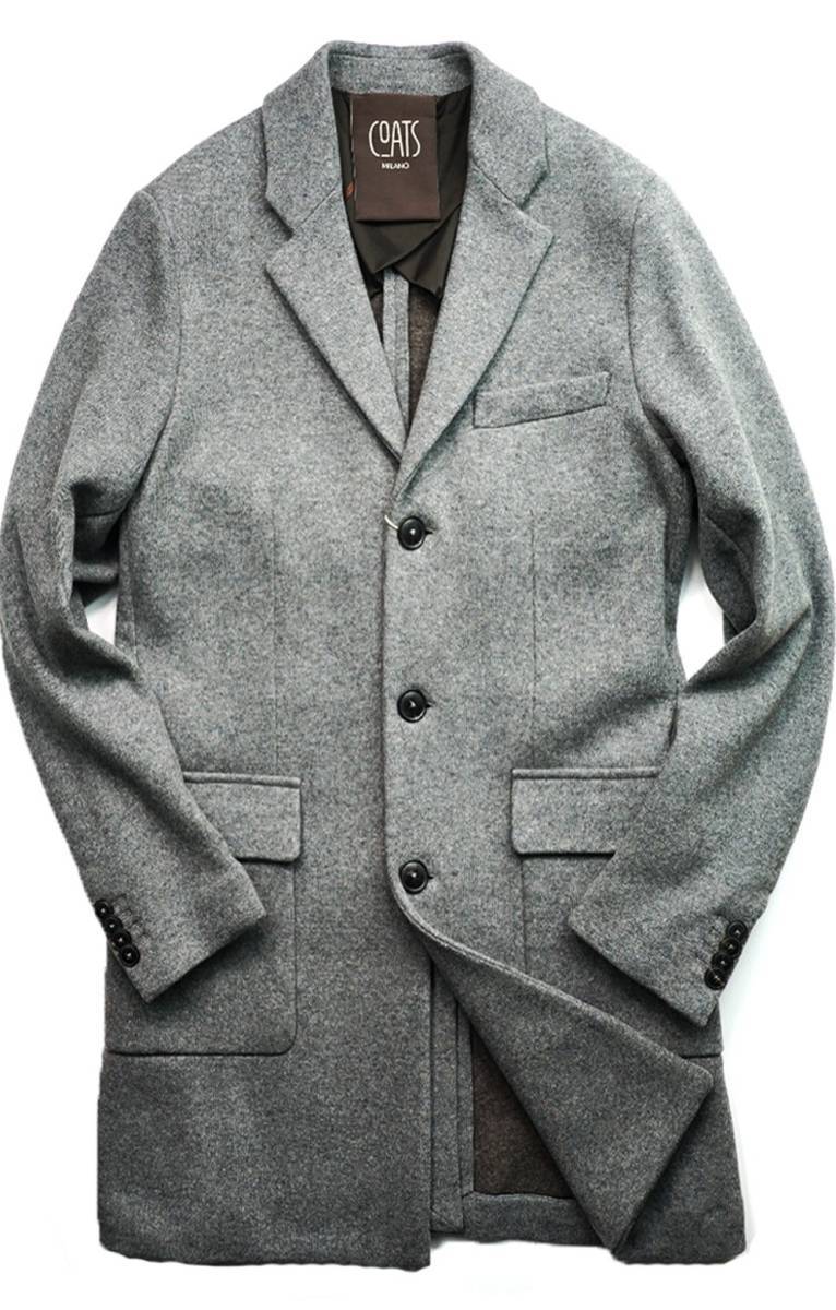 新品12万【COATS MILANO】ムーレーMOORER/大人のスタイルを格上げするカシミアウールジャージーニットチェスターコートGHINI/52/XL-XXL/E_画像2