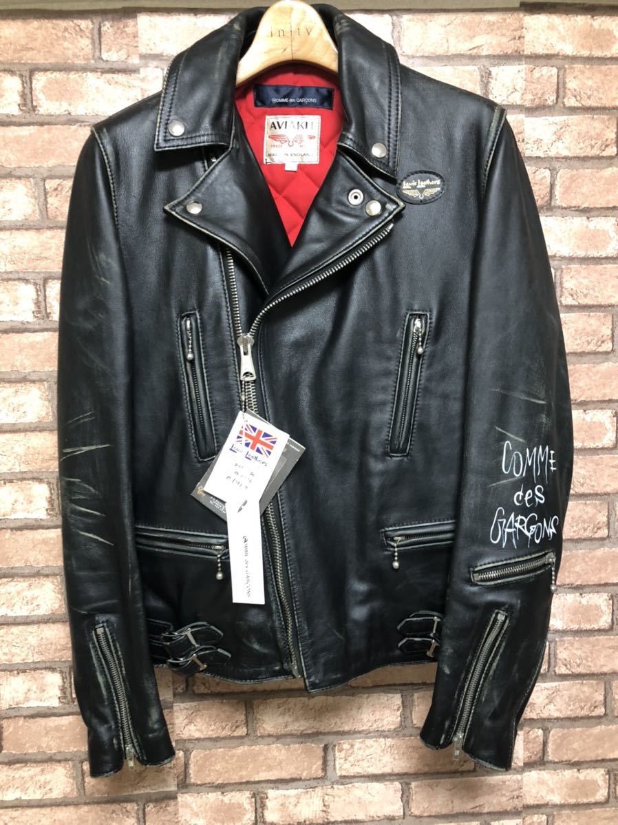 送料無料 即決 COMME Leathers ブラック JACKET Lewis × ルイスレザー LIGHTNING GARCONS コムデ ...