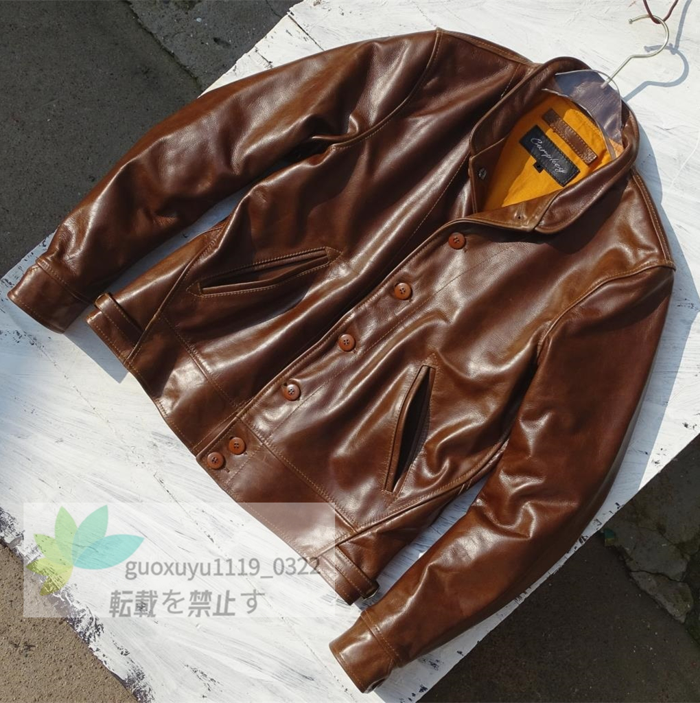 高品質★カウハイド 30's A-1タイプ アインシュタインスタイル コサックジャケット ダークブラウン L(38) サイズ選択可 1枚革 レザー 牛革