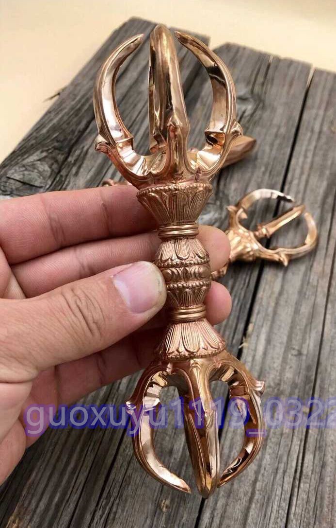 「密教法具 寺院仏具」極上品 真言宗 五鈷杵/三鈷杵/独鈷杵 三点セット 金剛杵 銅製 磨き仕上げ 長さ22cm_画像3