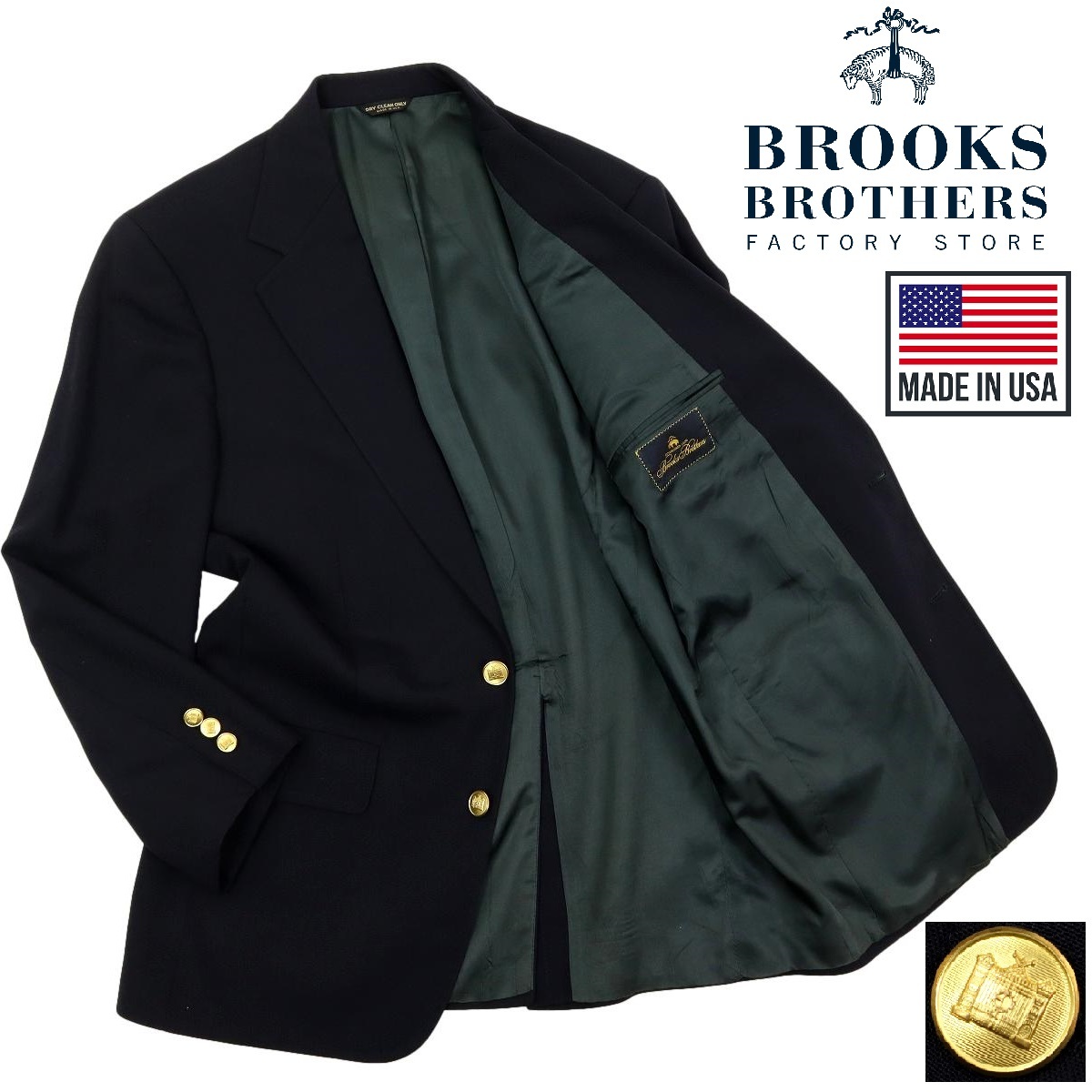 正規代理店 【B1847】【美品】【USA製】【金釦】BROOKS BROTHERS