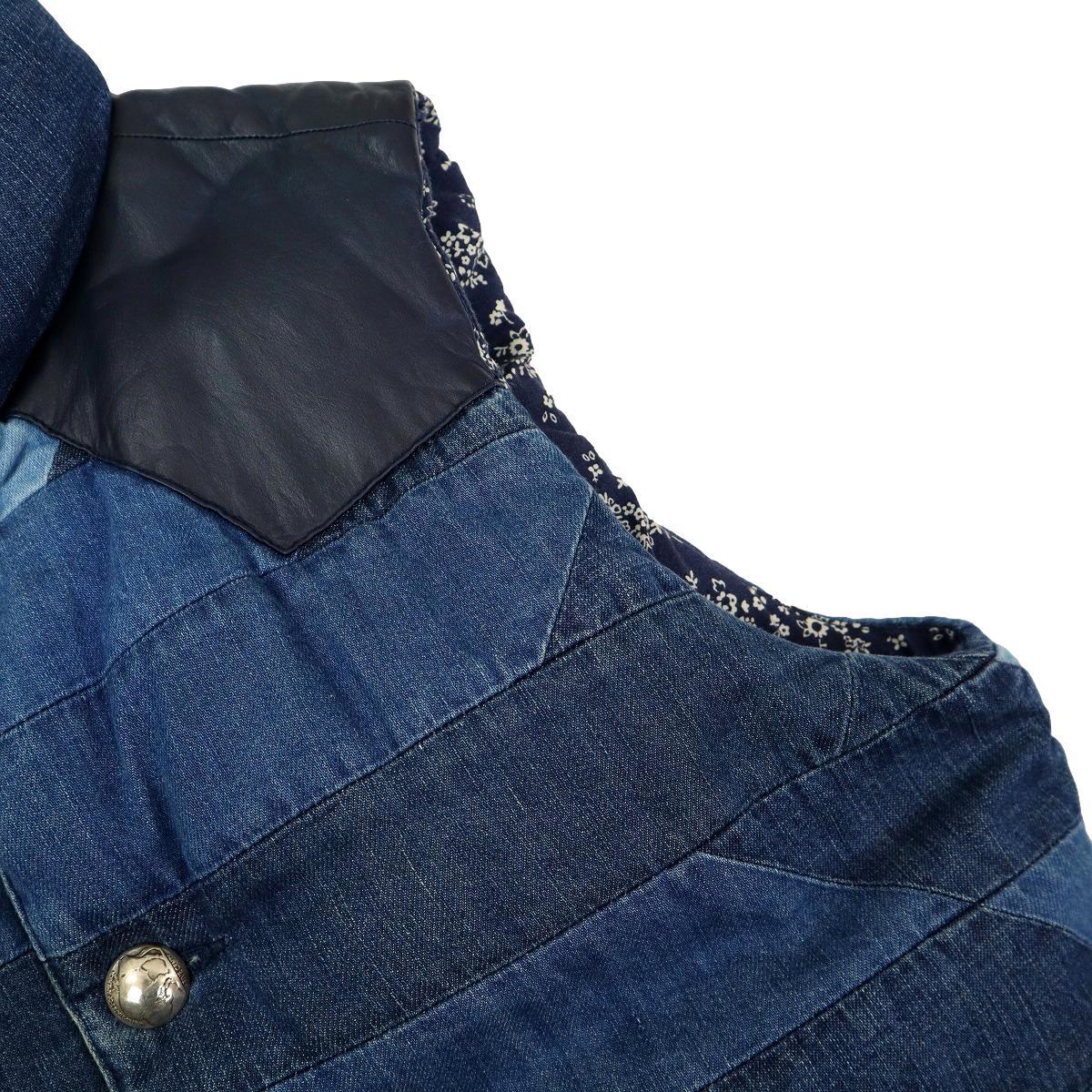 [B1891][ regular price 63,800 jpy ]REMI RELIEFremi relief down vest Denim jacket peiz Lee pattern patchwork indigo Conti .S