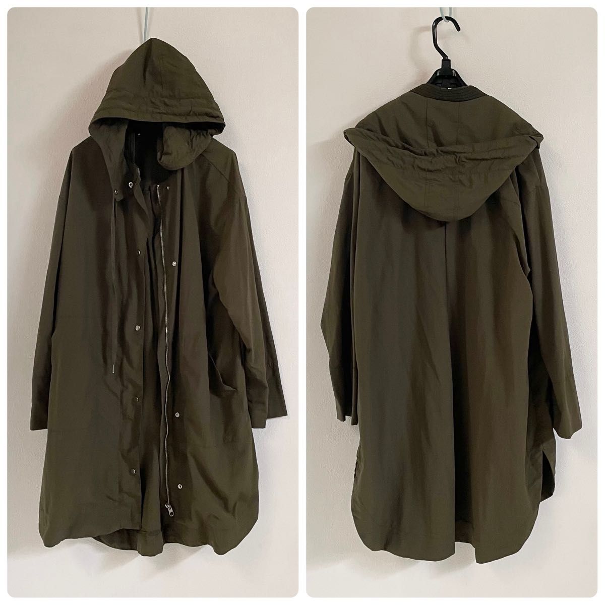 ZARA ザラ 撥水加工フードナイロンパーカーS カーキ モッズ ZARA ザラ 撥水加工フードナイロンパーカーS カーキ モッズ