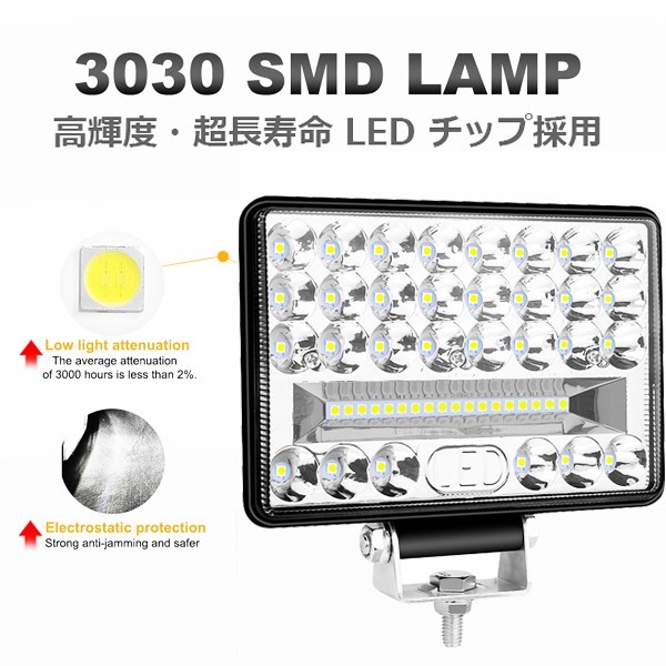 送料込.. 2個 前照明灯 建設機械 駐車場 投光器 トラック SUV 6C-144W 12V/24V LED ワークライト 作業灯 6インチ 144W 6500K 農業機械_画像2