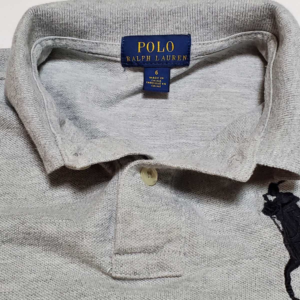 POLO RALPH LAUREN ラルフローレン グレー長袖ポロシャツ サイズ6(約120サイズ相当)