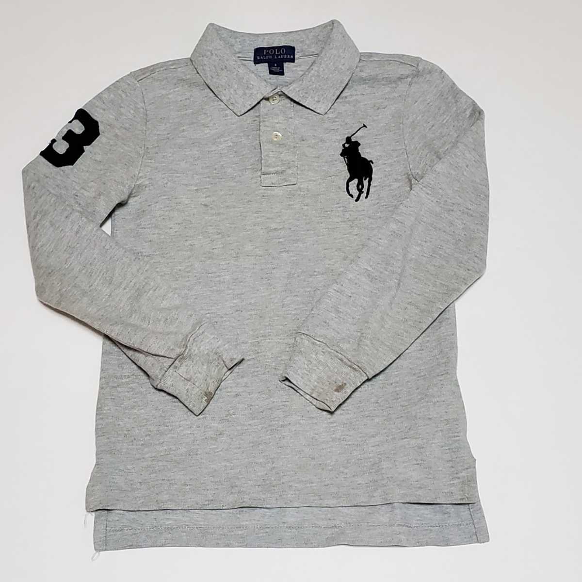 POLO RALPH LAUREN ラルフローレン グレー長袖ポロシャツ サイズ6(約120サイズ相当)
