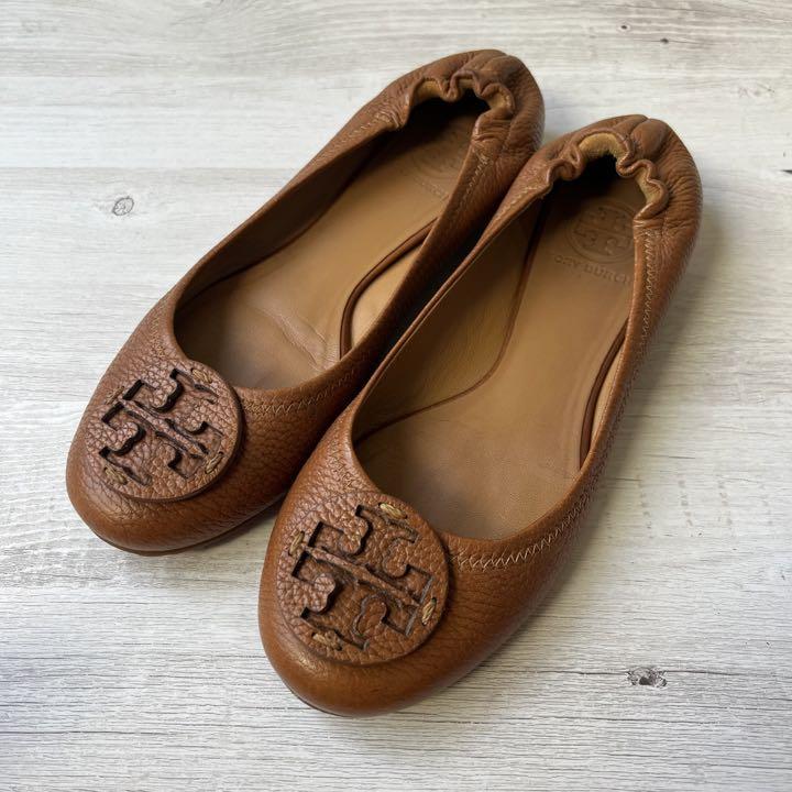 TORY BURCHトリーバーチ バレエシューズ ミニー トラベル レザー シボ