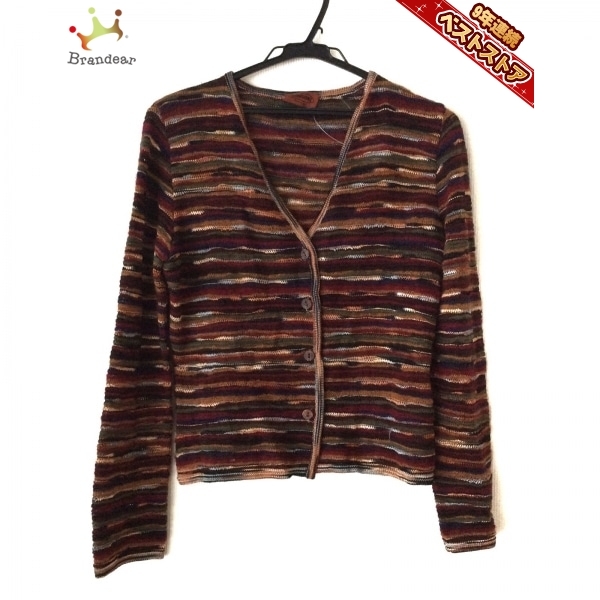 【限定品】 M サイズ42 カーディガン MISSONI ミッソーニ - トップス 長袖/ボーダー レディース オレンジ×ボルドー×マルチ 女性用 【限定品】 M サイズ42 カーディガン MISSONI ミッソーニ - トップス 長袖/ボーダー レディース オレンジ×ボルドー×マルチ 女性用