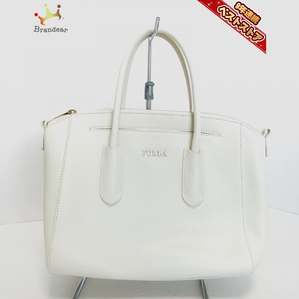 数量は多 フルラ FURLA ハンドバッグ - レザー 白 バッグ ハンドバッグ