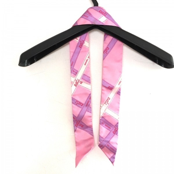 エルメス HERMES ツィリー ピンク×ライトパープル×白 リボンスカーフ スカーフ_画像2