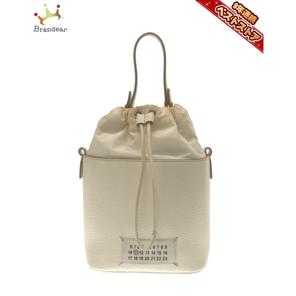 人気の贈り物が トートバッグ Margiela Maison メゾンマルジェラ S61WG0035 バッグ レディース 白 レザー×化学繊維 バケットバッグ 5AC 牛革