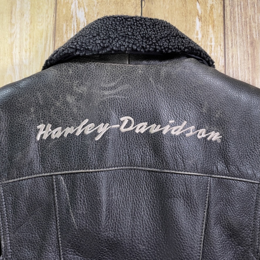 Harley-Davidson ハーレーダビッドソン レディース ダメージ加工 レザージャケット ブラック/M ◇バイク アウター コート ライダース 本革_画像7